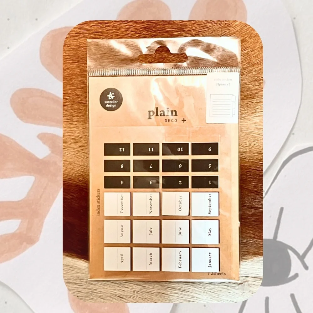 🆕 🎉 Suatelier black & white deco calendar monthly index tab korean stickers